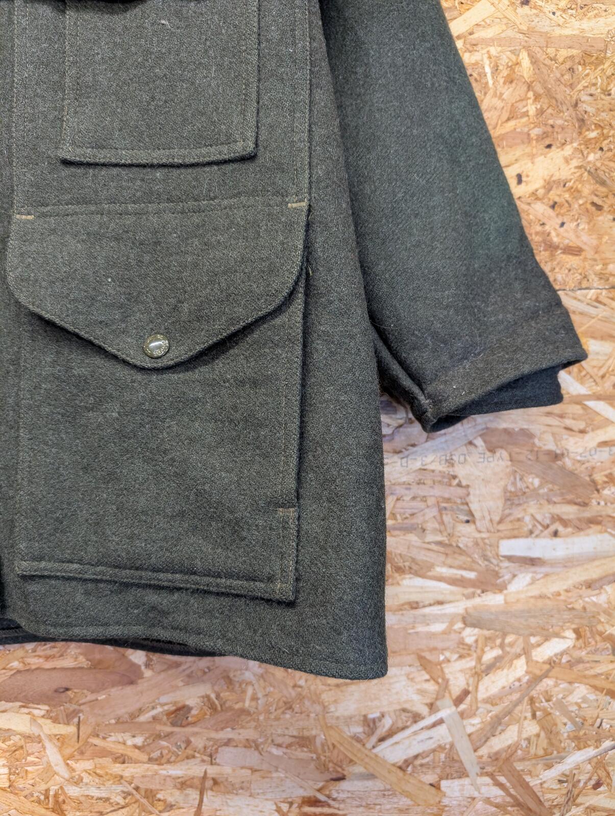 Filson Double Mackinaw Coat Large 42 Wool Jacket Forest Green Made USA Lot 83