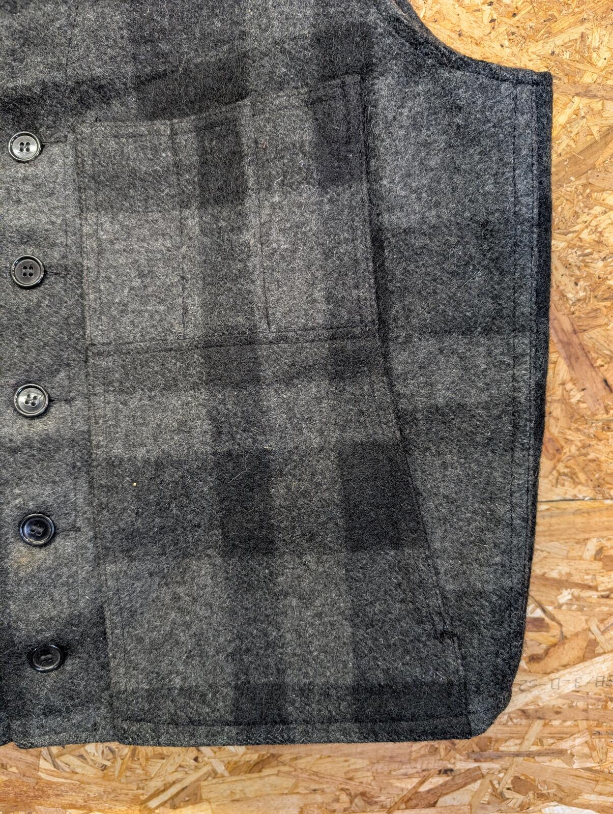 Filson Mackinaw Vest XL 44 Men Grey Black Check Wool Waistcoat Gilet Body Warmer
