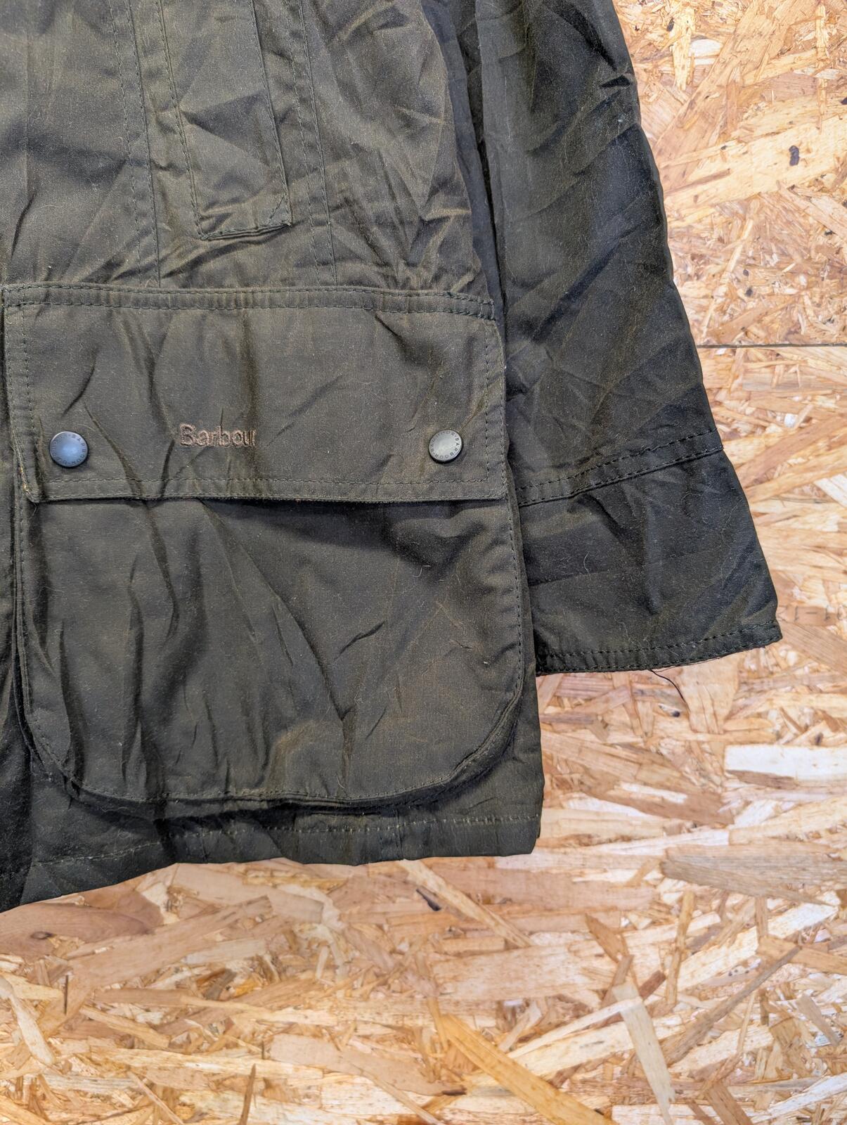 Barbour Classic Beadnell Waxed Jacket Womens Size 14 Olive Cord England Made