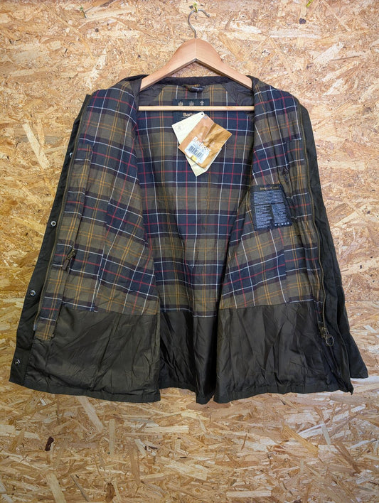 Barbour Classic Beadnell Waxed Jacket Womens Size 14 Olive Cord England Made