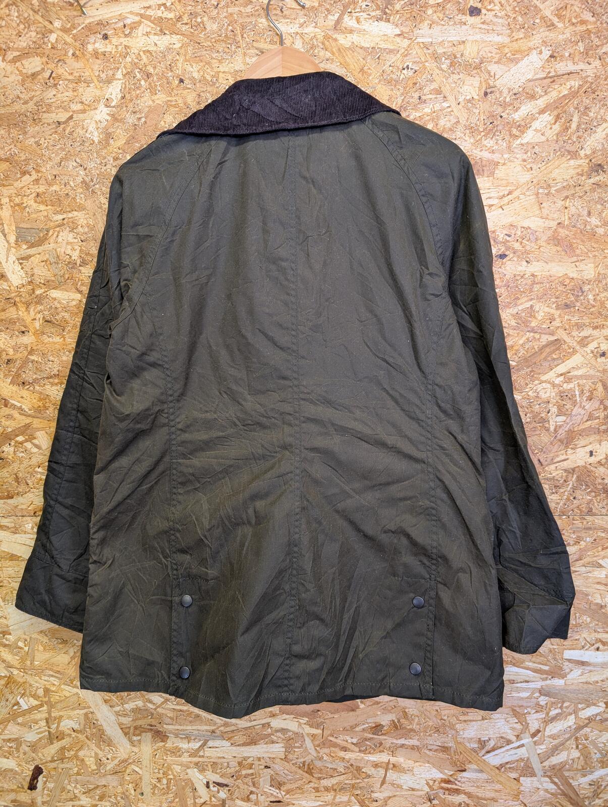 Barbour Classic Beadnell Waxed Jacket Womens Size 14 Olive Cord England Made