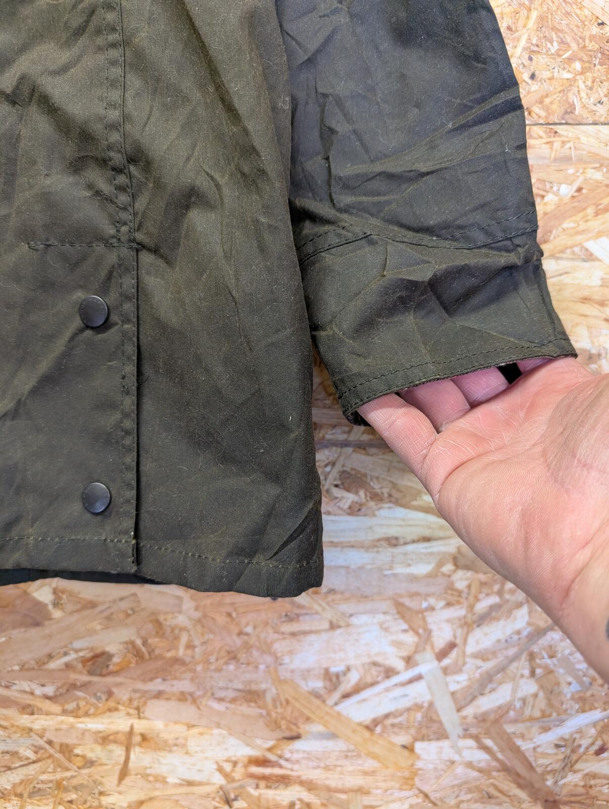 Barbour Classic Beadnell Waxed Jacket Womens Size 14 Olive Cord England Made