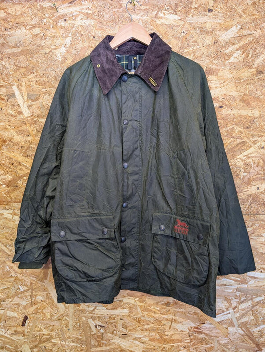 Vintage Barbour Bedale Waxed Jacket Mens Large C42 A100 Olive Green 90s Cord