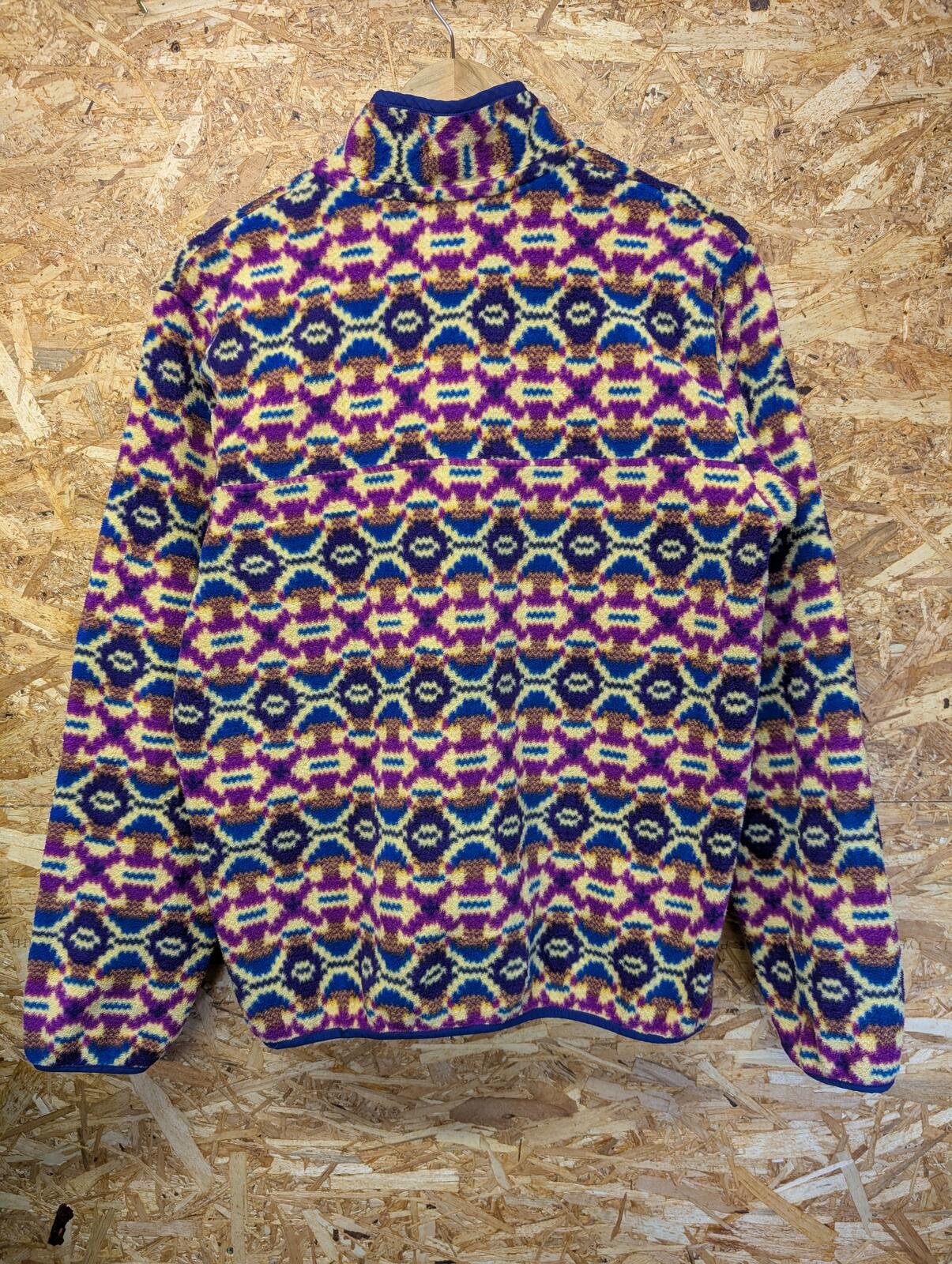 Patagonia Synchilla Fleece Pullover Womens Medium Blue Pink Aztec Pattern Snap-T