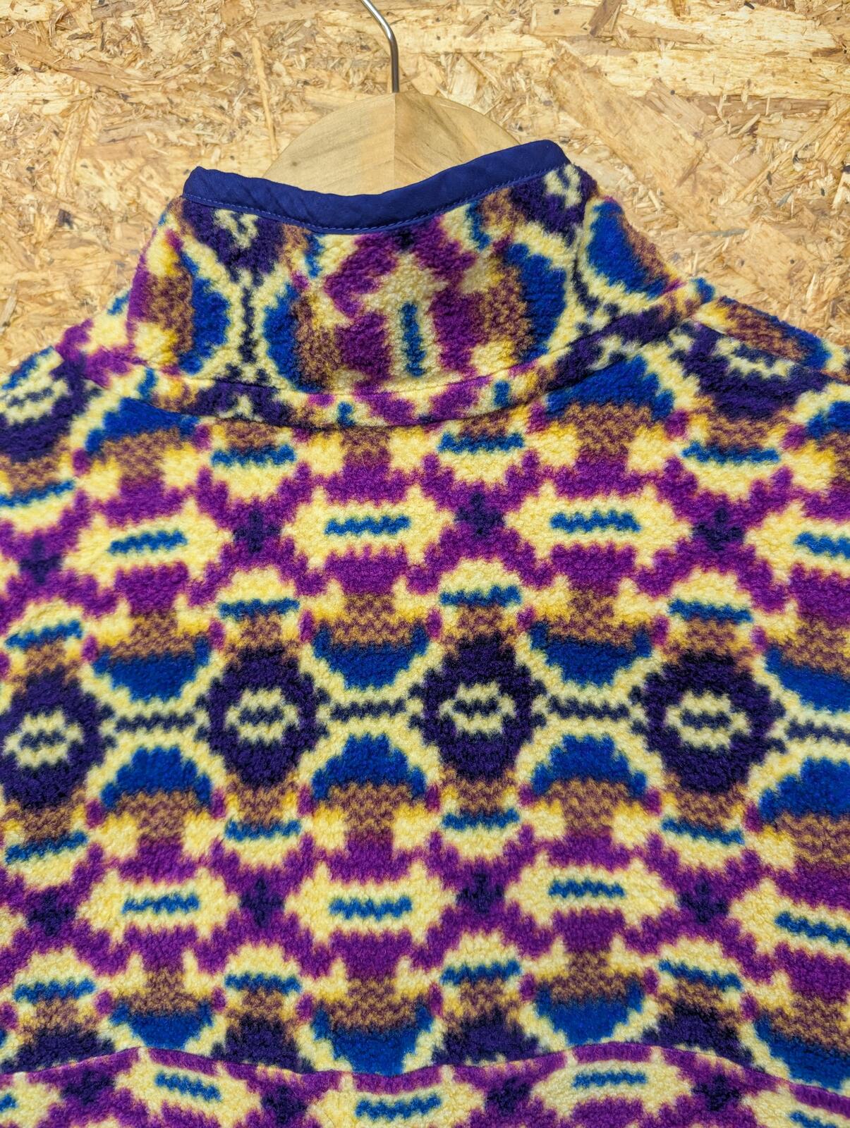 Patagonia Synchilla Fleece Pullover Womens Medium Blue Pink Aztec Pattern Snap-T