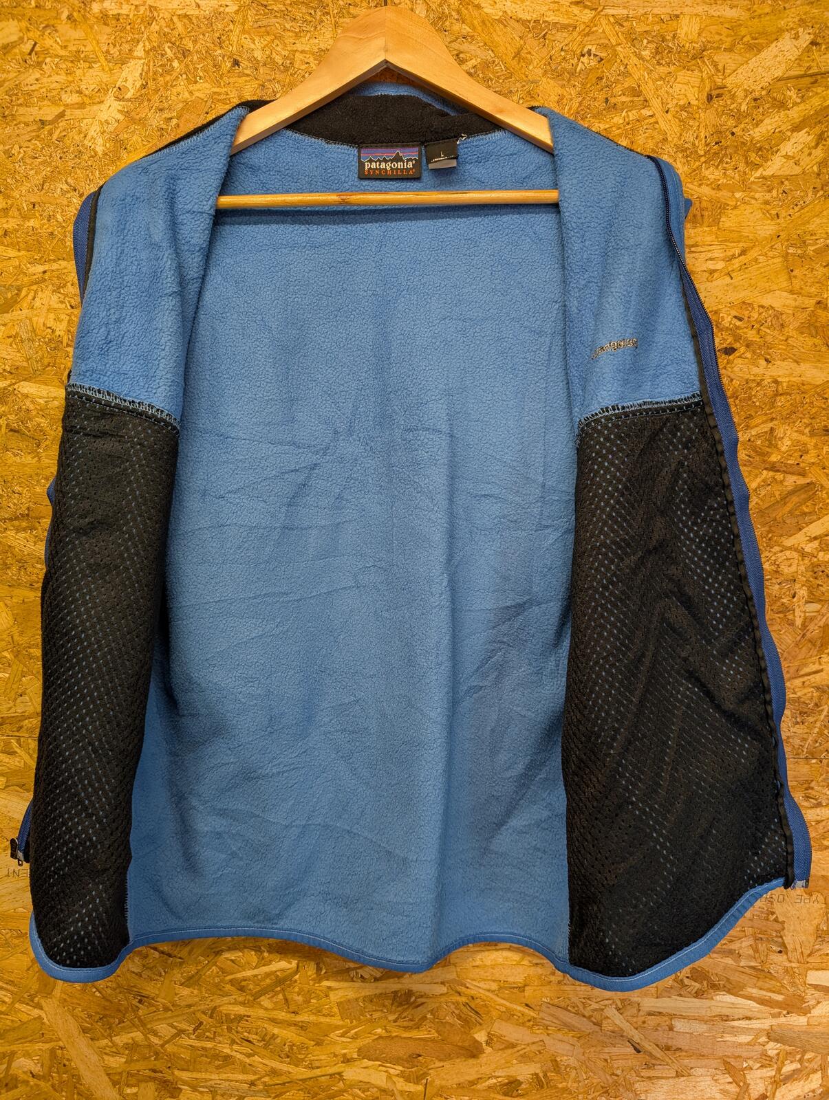 Patagonia Fleece Vest Large Men Synchilla USA Zip Light Blue Body Warmer Gilet