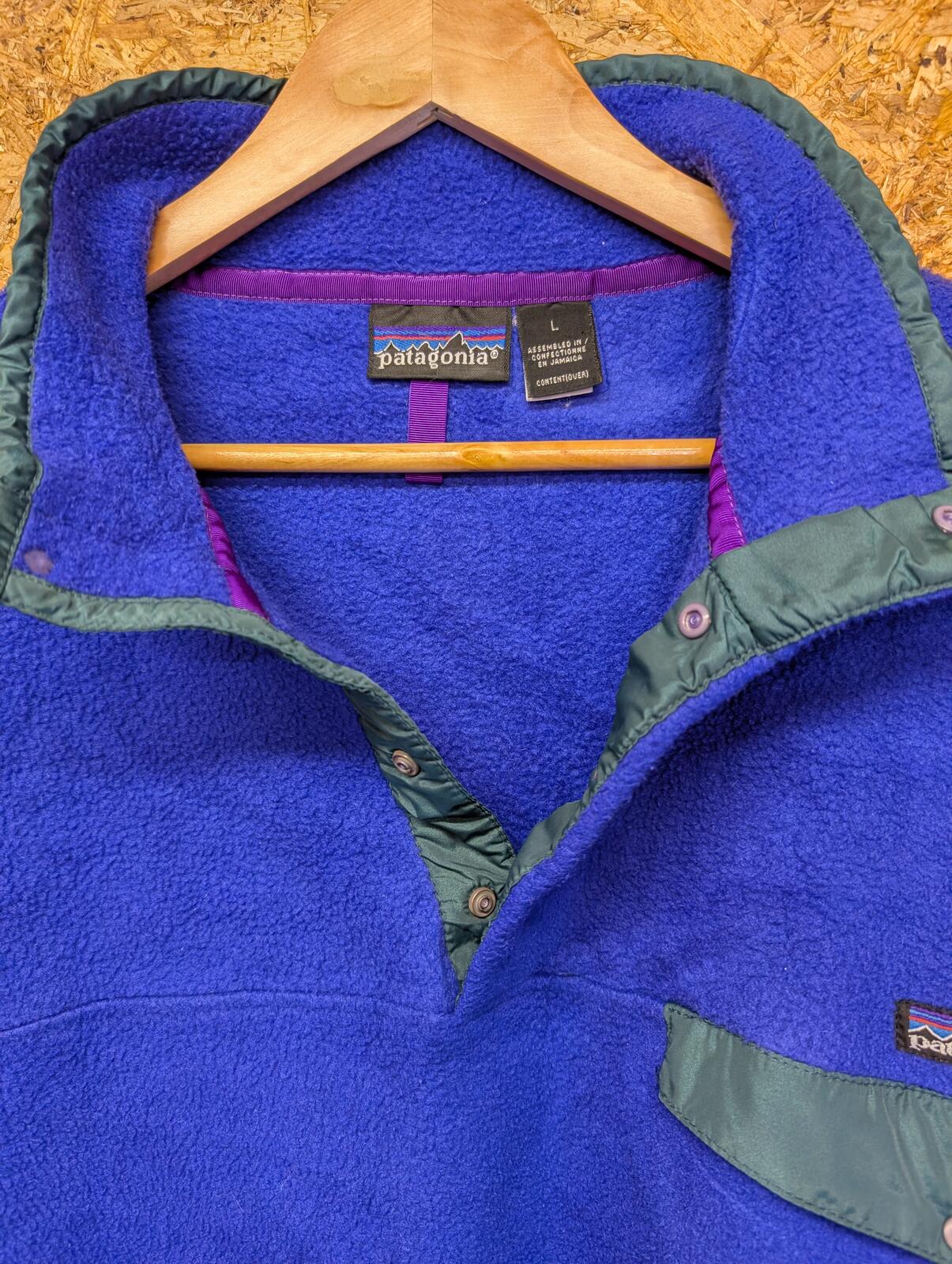 Vintage 90s Patagonia Fleece Large Men Synchilla Snap-T 1/4 Button Blue Purple