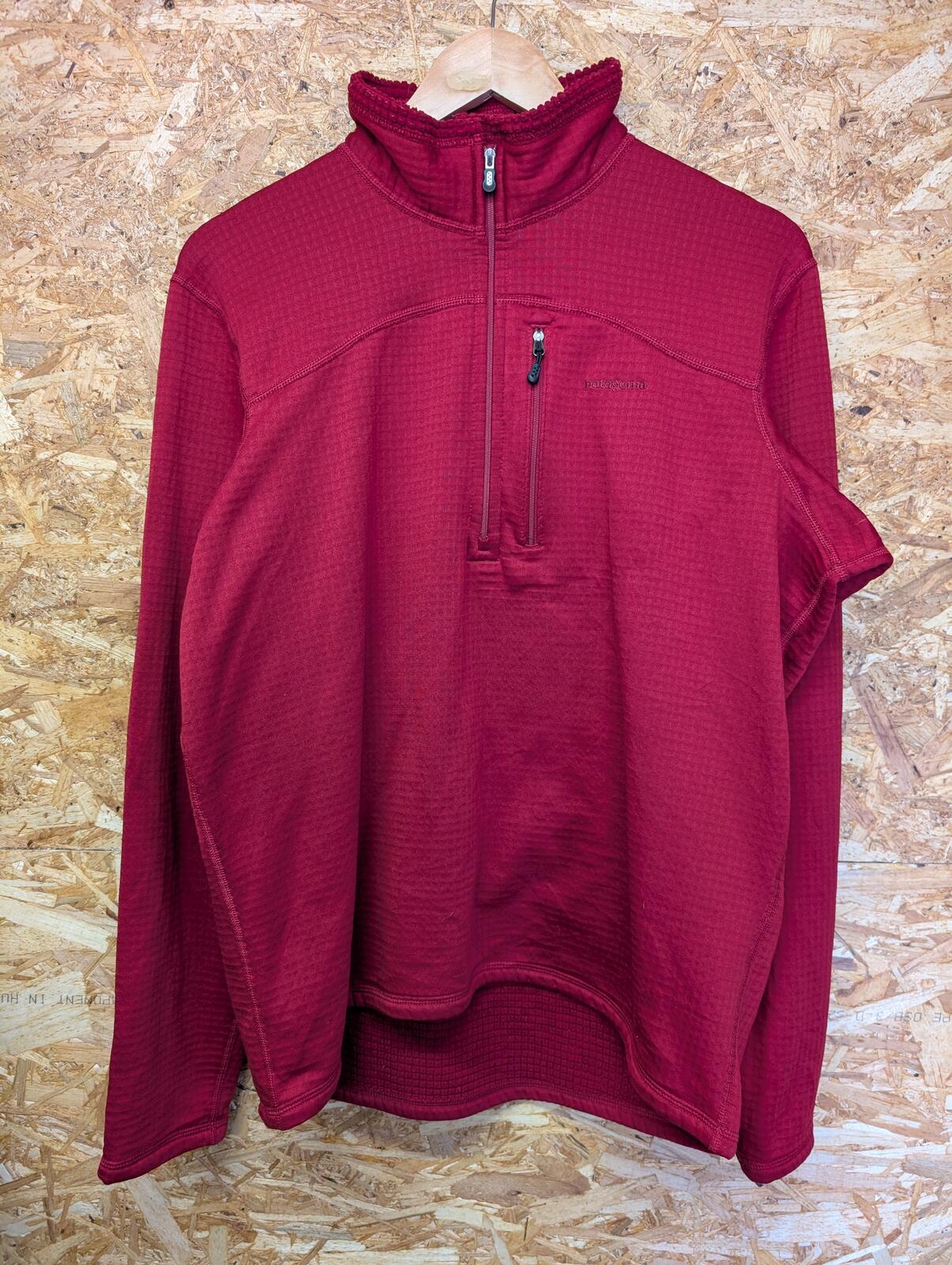 Patagonia R1 TechFace Jacket Fleece Large Men 1/4 Zip Red Microgrid Jumper