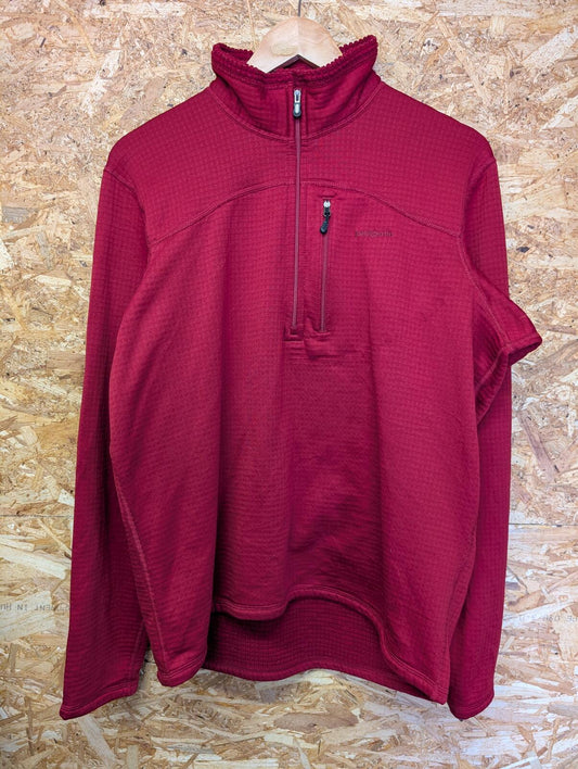 Patagonia R1 TechFace Jacket Fleece Large Men 1/4 Zip Red Microgrid Jumper