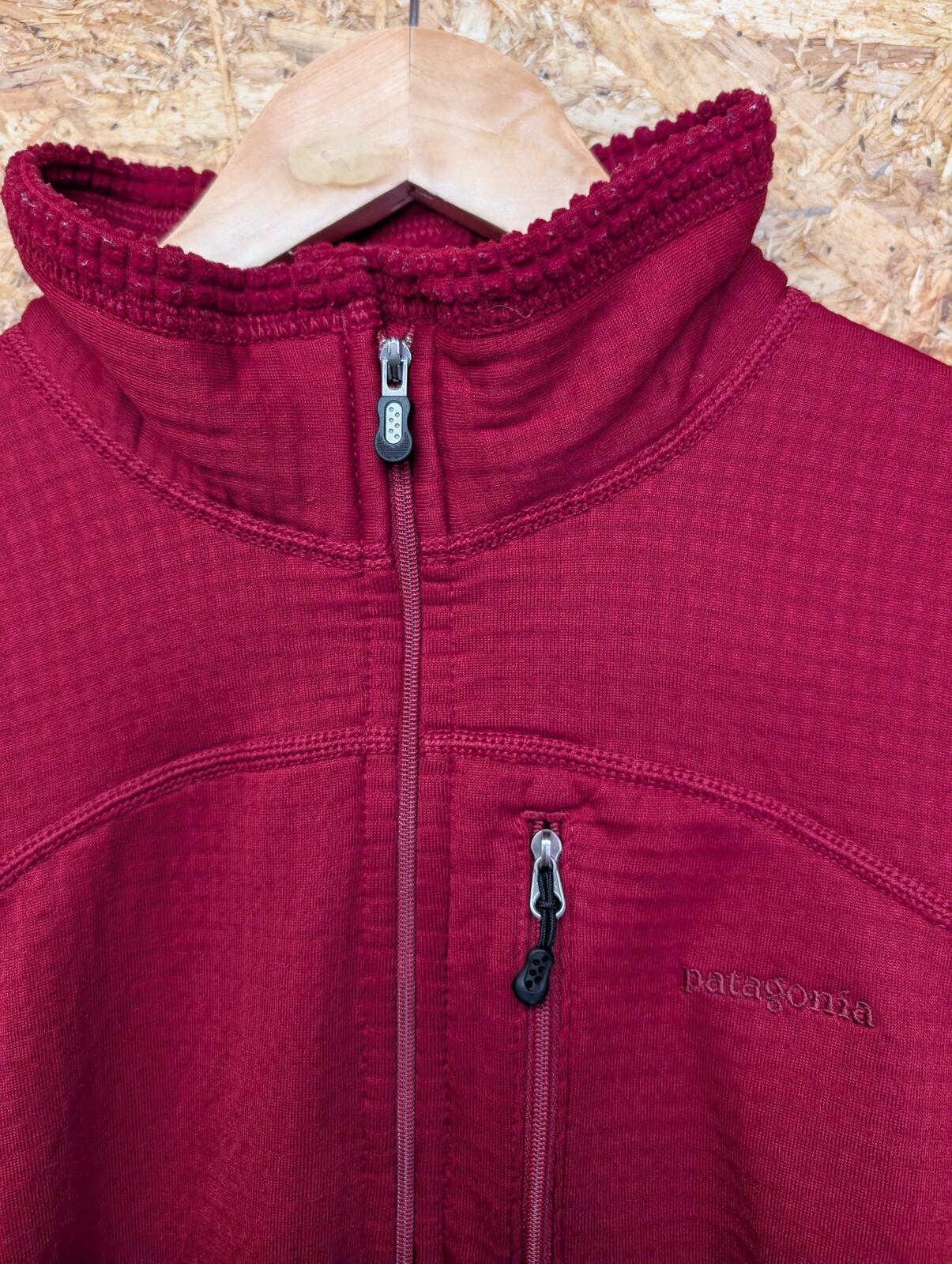 Patagonia R1 TechFace Jacket Fleece Large Men 1/4 Zip Red Microgrid Jumper