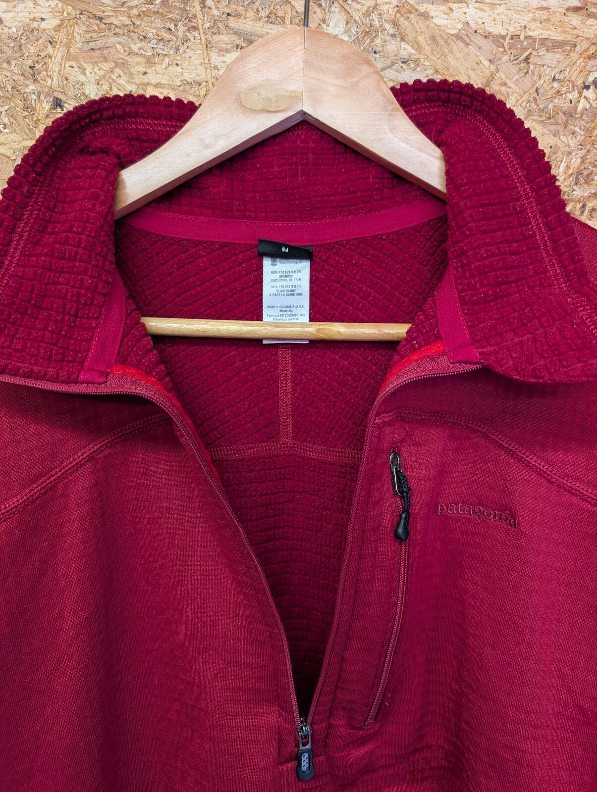Patagonia R1 TechFace Jacket Fleece Large Men 1/4 Zip Red Microgrid Jumper