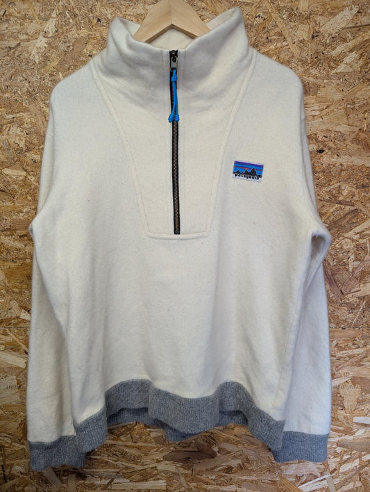 Patagonia Jumper Fleece Small Men 1/4 Zip Synchilla Snap-T White Retro Cotton