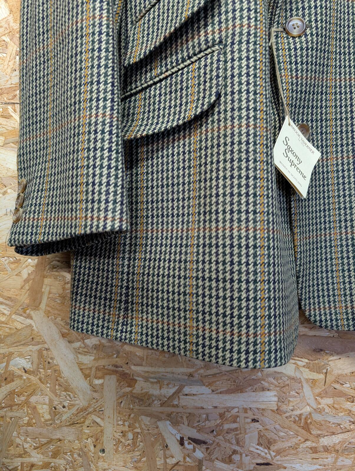 Brook Taverner Tweed Wool Blazer Jacket CL 44 Men Khaki Brown Country Scotland