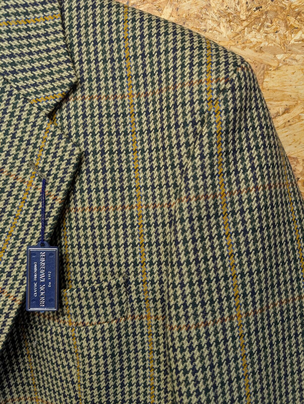 Brook Taverner Tweed Wool Blazer Jacket CL 44 Men Khaki Brown Country Scotland