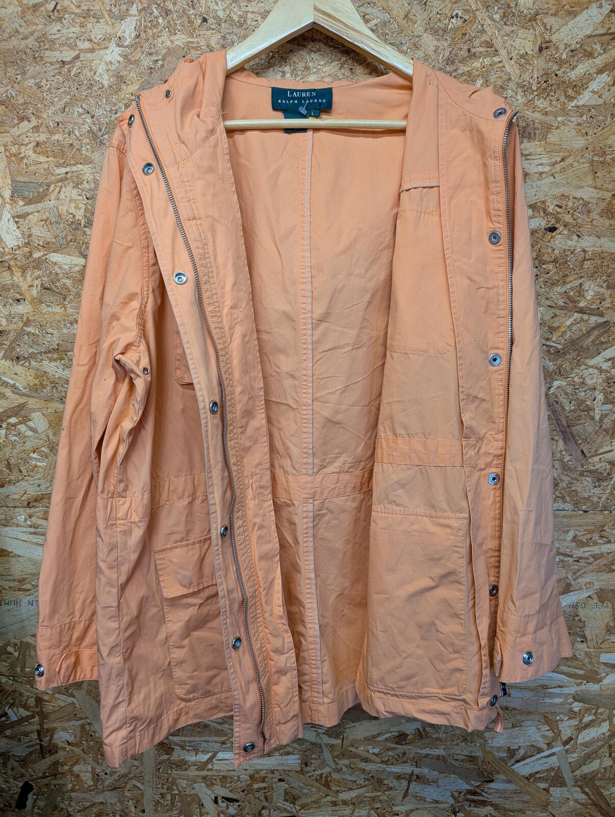 Ralph Lauren Parka Jacket Large Men Peach Salmon Field Coat Pockets Terrace Pink