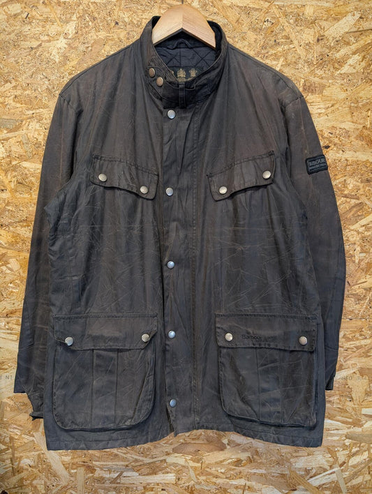 Barbour International Tourer Duke Wax Cotton Jacket Large Mens Black Cafe Racer