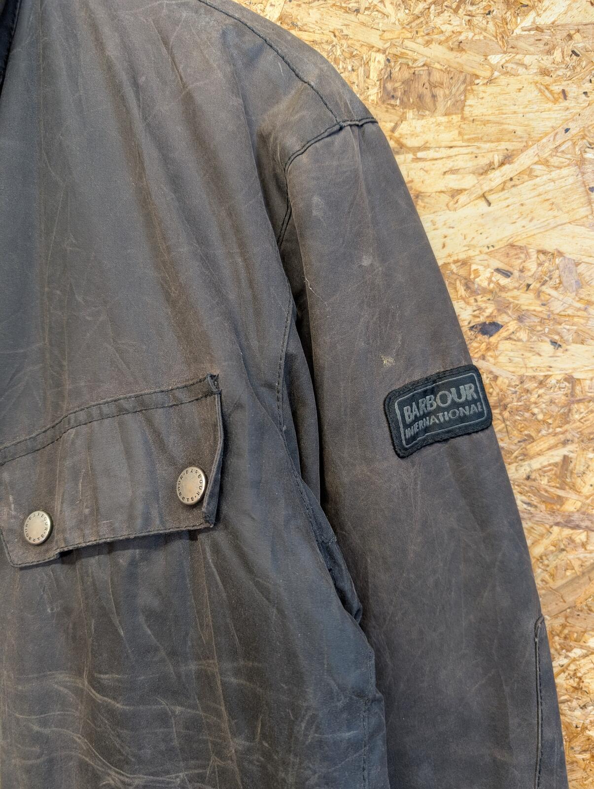 Barbour International Tourer Duke Wax Cotton Jacket Large Mens Black Cafe Racer