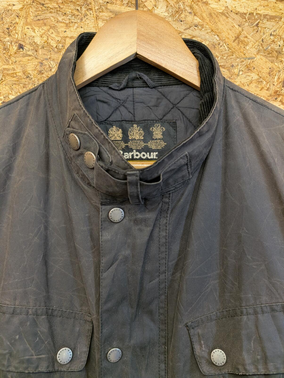 Barbour International Tourer Duke Wax Cotton Jacket Large Mens Black Cafe Racer