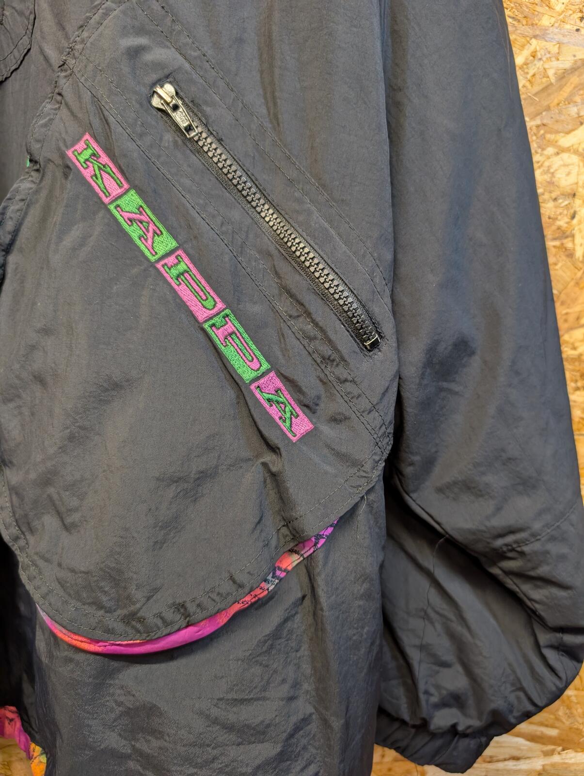 Vintage Kappa Smock Jacket XL Men Black Pink 90s Shell Made Italy Rave 1/4 Zip