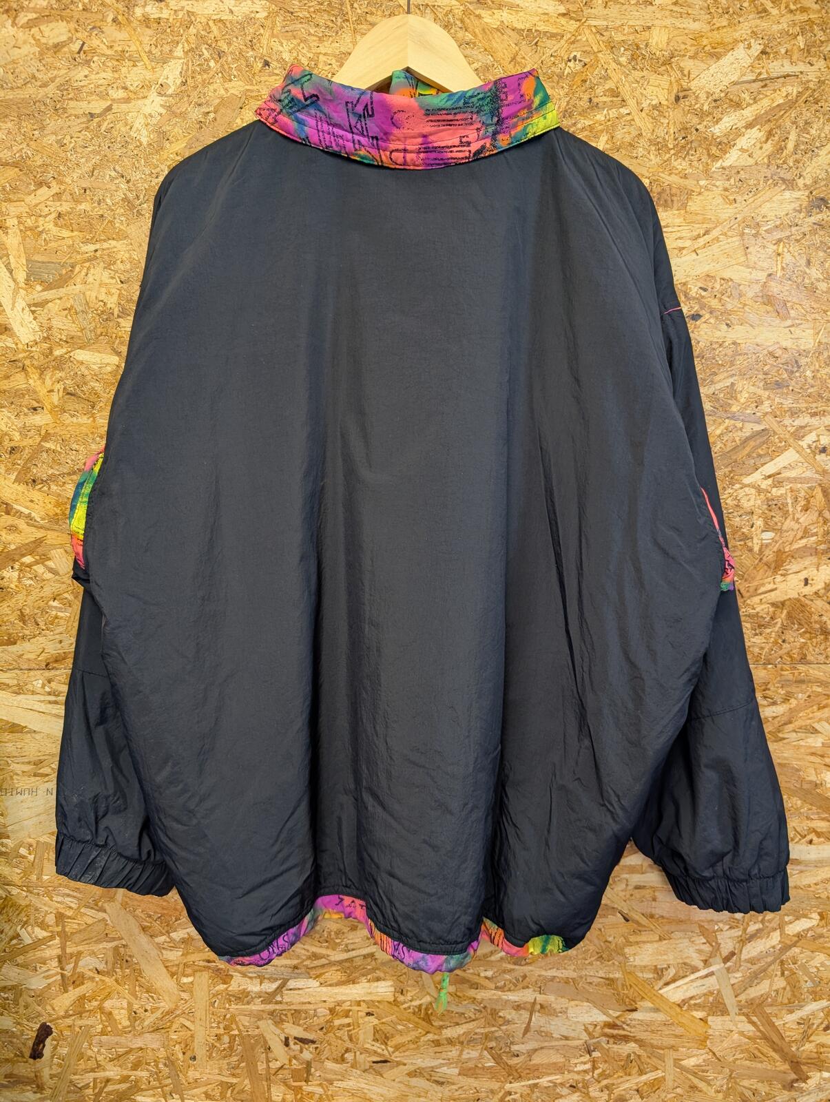 Vintage Kappa Smock Jacket XL Men Black Pink 90s Shell Made Italy Rave 1/4 Zip