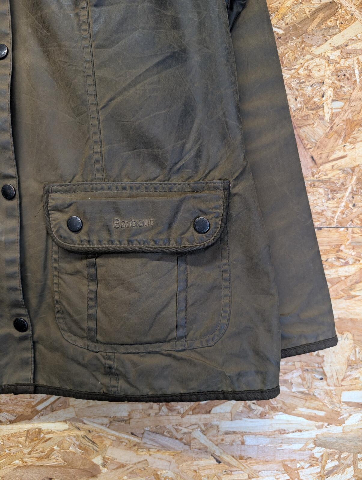 Barbour Utility Jacket Women Size 16 Khaki Green Wax Cotton Coat International