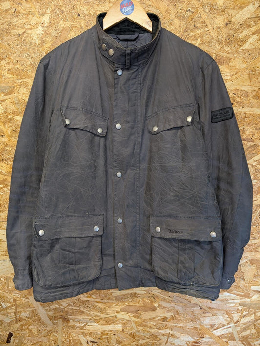 Barbour International Tourer Duke Wax Cotton Jacket Medium Mens Black Cafe Racer