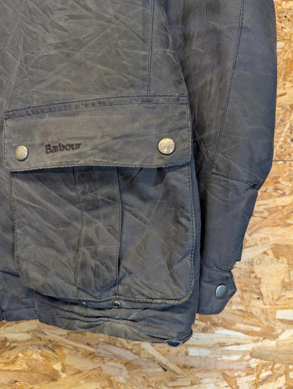 Barbour International Tourer Duke Wax Cotton Jacket Medium Mens Black Cafe Racer