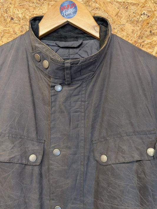 Barbour International Tourer Duke Wax Cotton Jacket Medium Mens Black Cafe Racer