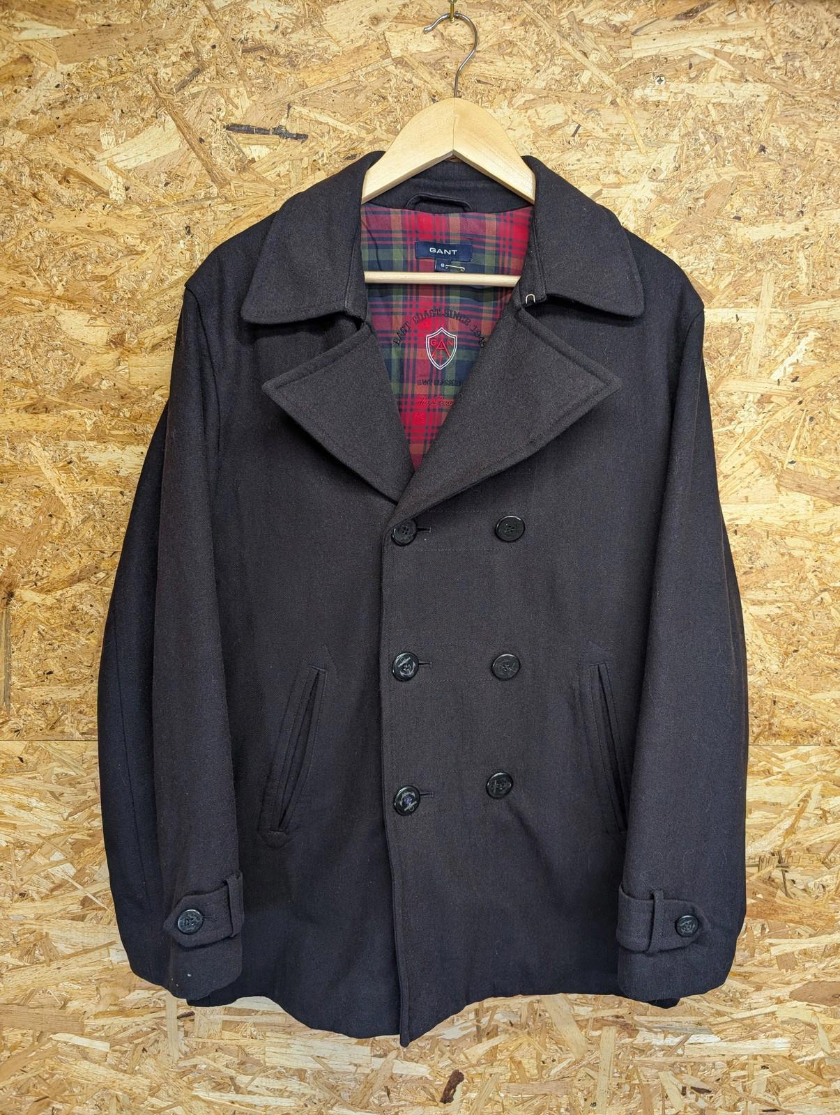 Gant Pea Coat Small Men Wool Blend Vintage Navy Blue Warm Lined Classic USA