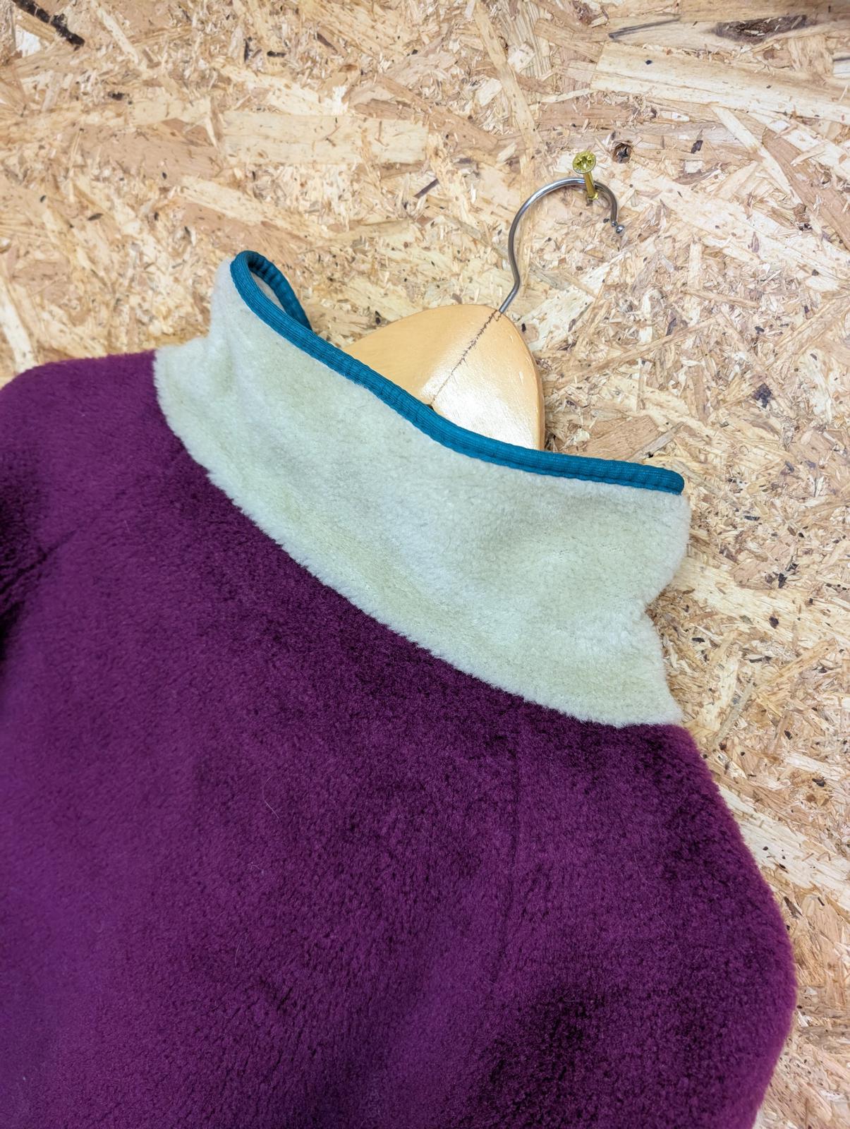 Helly Hansen Fleece XL 90s Vintage Purple Colour Block Top Pullover Zip Lined