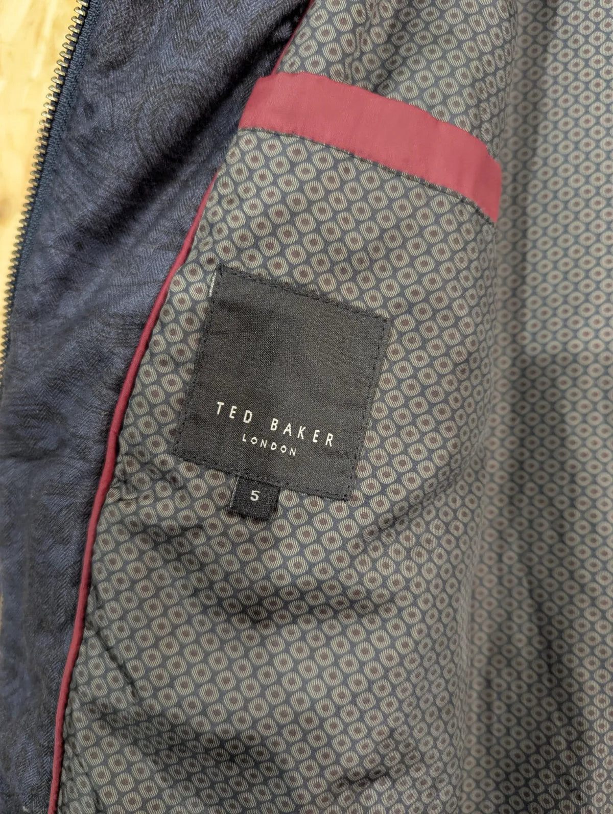 Ted Baker Quilted Jacket Mens Size 5 XL Navy Blue Diamond Padded Insulated