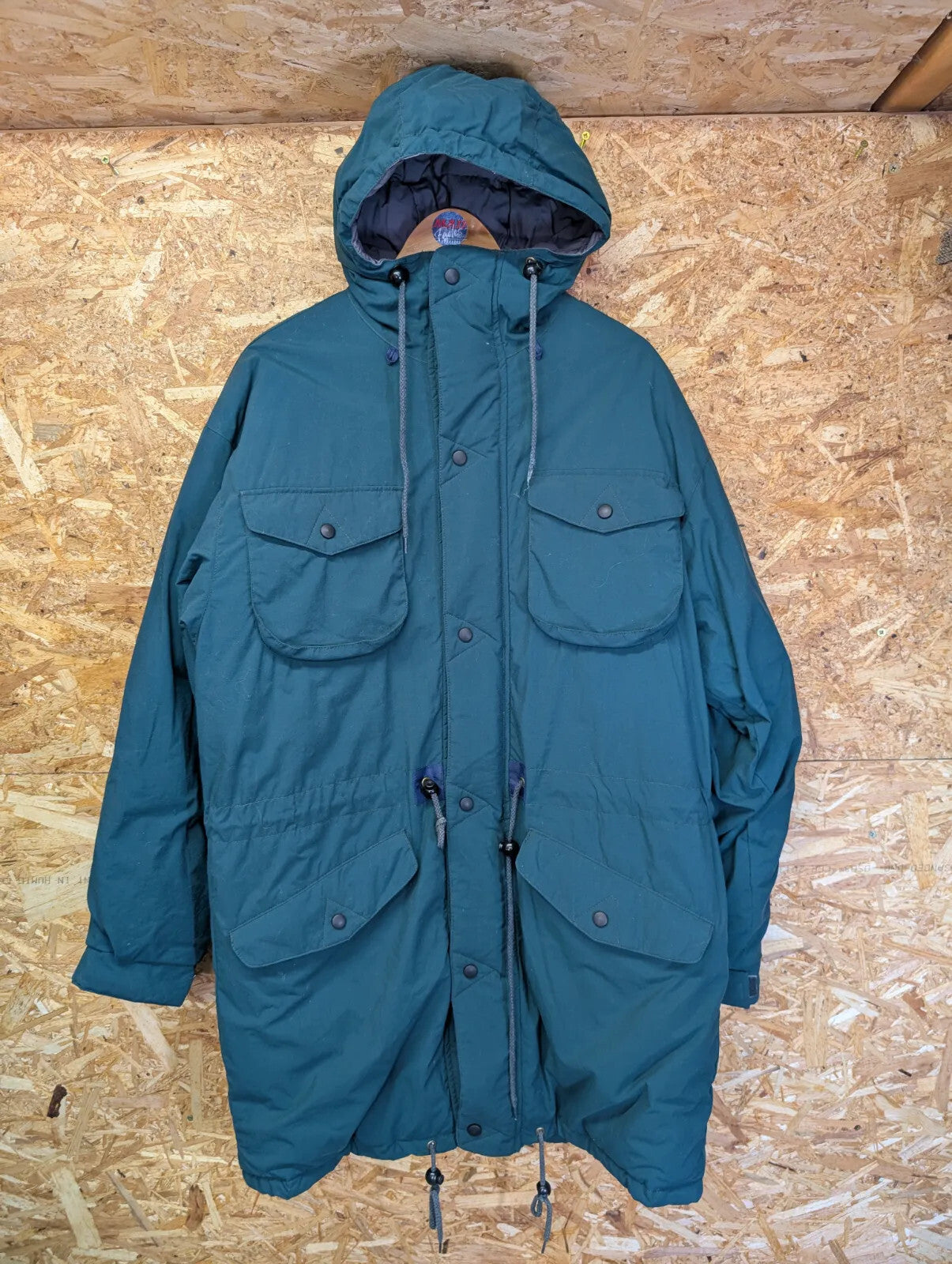 Penfield Hooded Fishtail Parka Mens Medium Teal Puffer Feather Down Vintage 90s