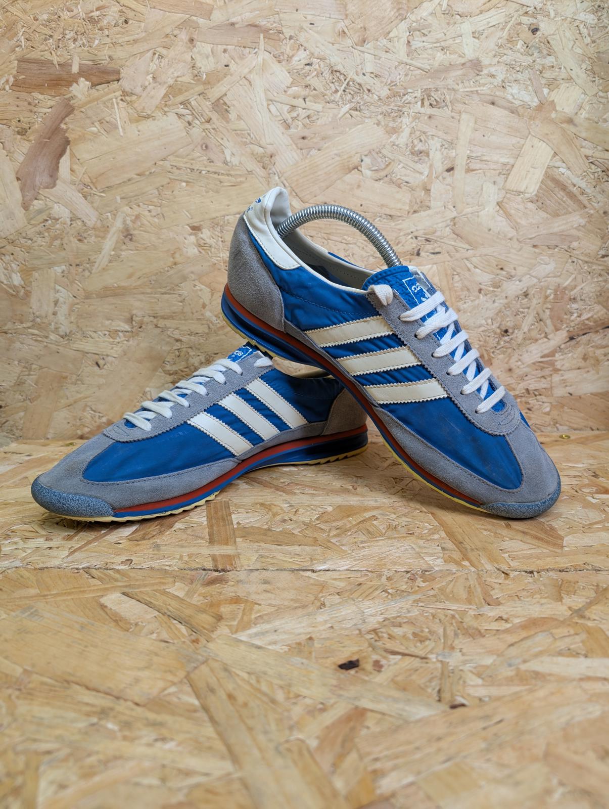 Retro Adidas Originals UK 9 EU 43 SL 72 VIN Vintage Blue White Red Lace Up