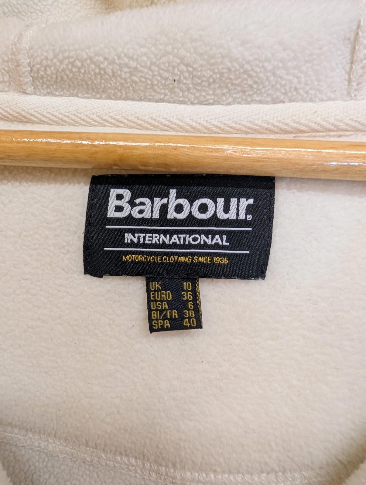Barbour International Hoodie Size UK 10 Women Pullover Fleece Ivory Cream White