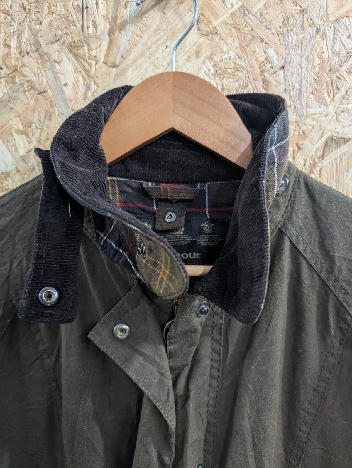 Barbour Classic Beadnell Wax Jacket Womens Size 16 Olive Green Waxed Cotton Full