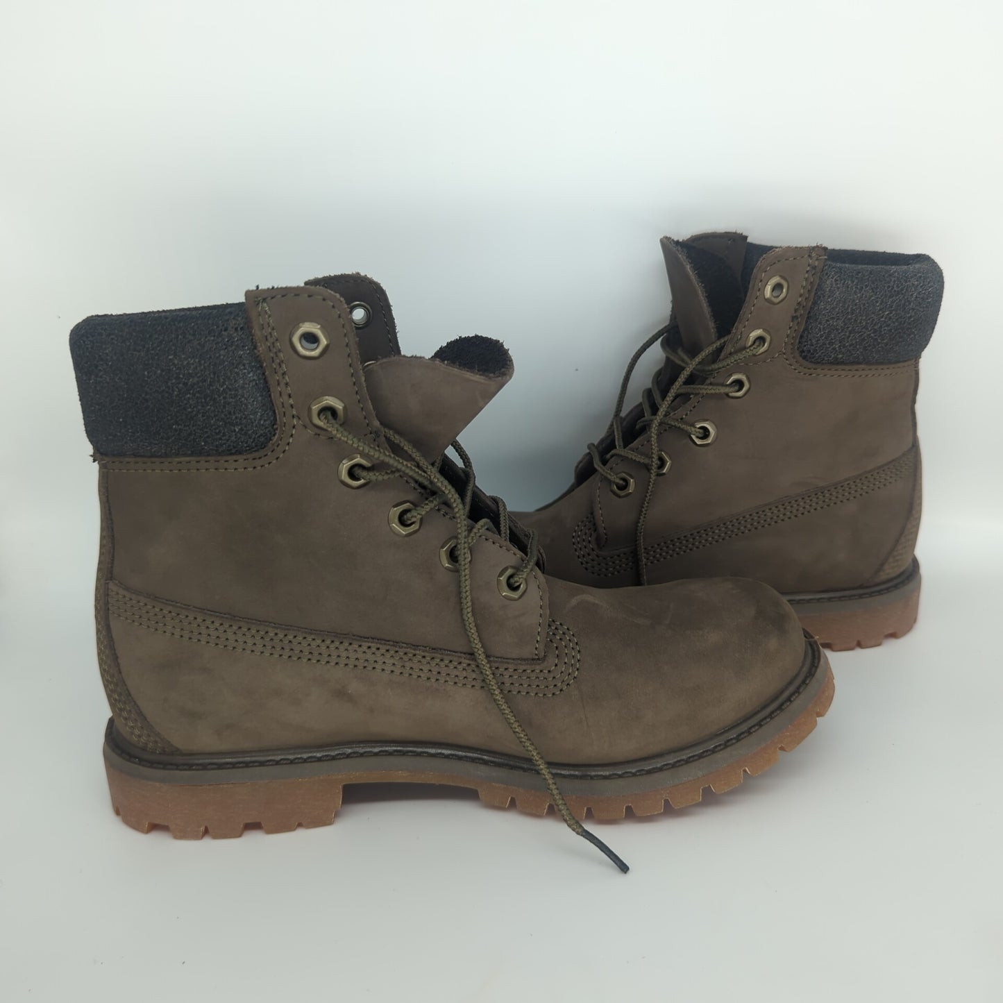 Timberland Icon Premium 6 Leather Hiking Boots Olive Grey UK 5.5 EUR 38.5 New