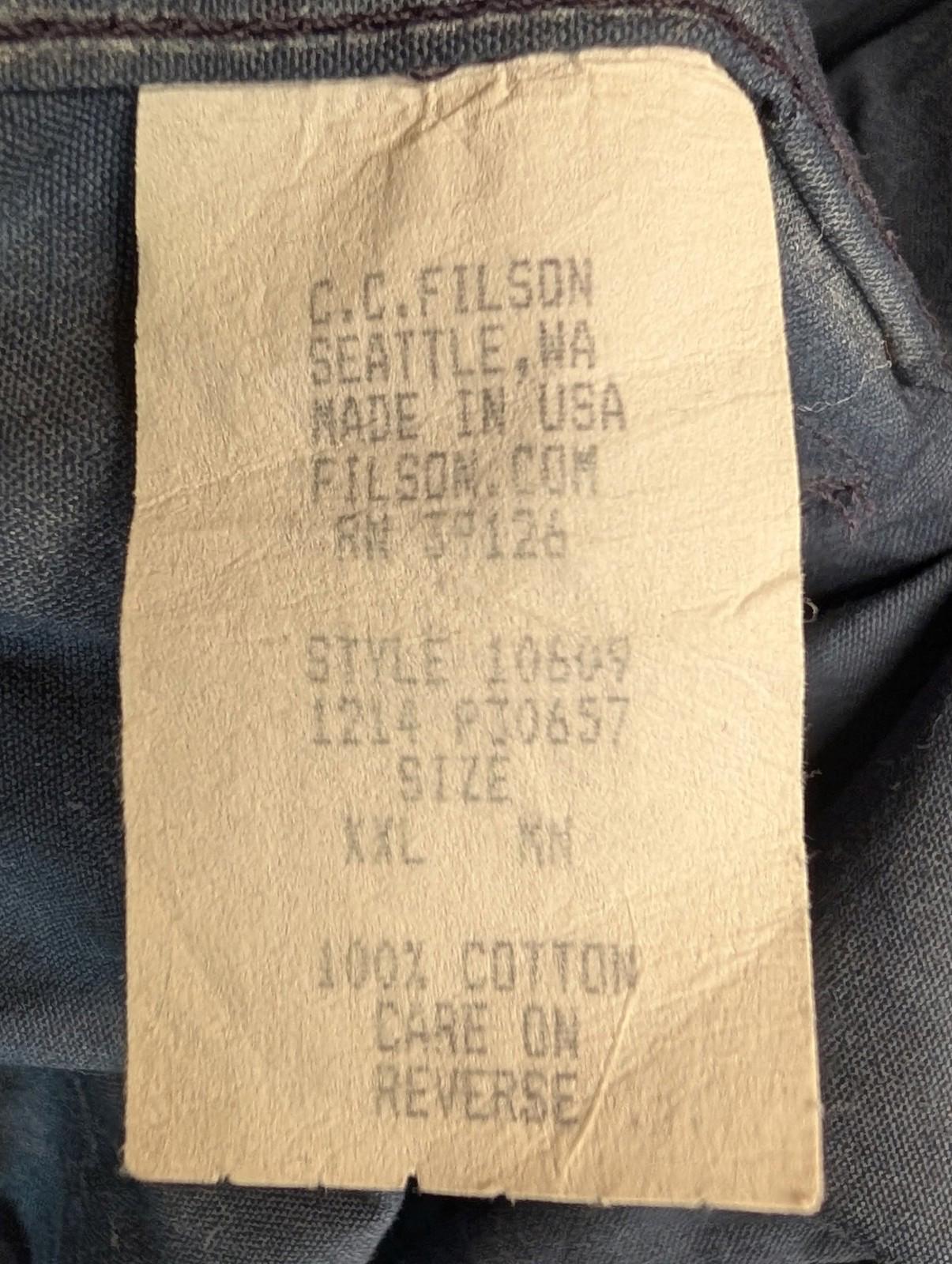 Filson Blue Journeyman Jacket XXL Men Workwear Corduroy Collar Blue Cotton