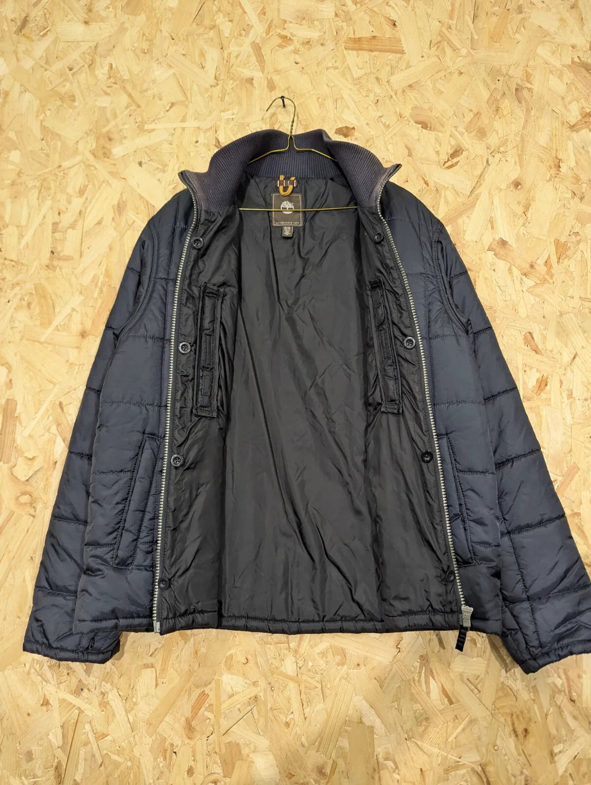 Timberland Puffer Jacket Mens XL Black Nylon Quilted Insulated Bomber Mock Neck