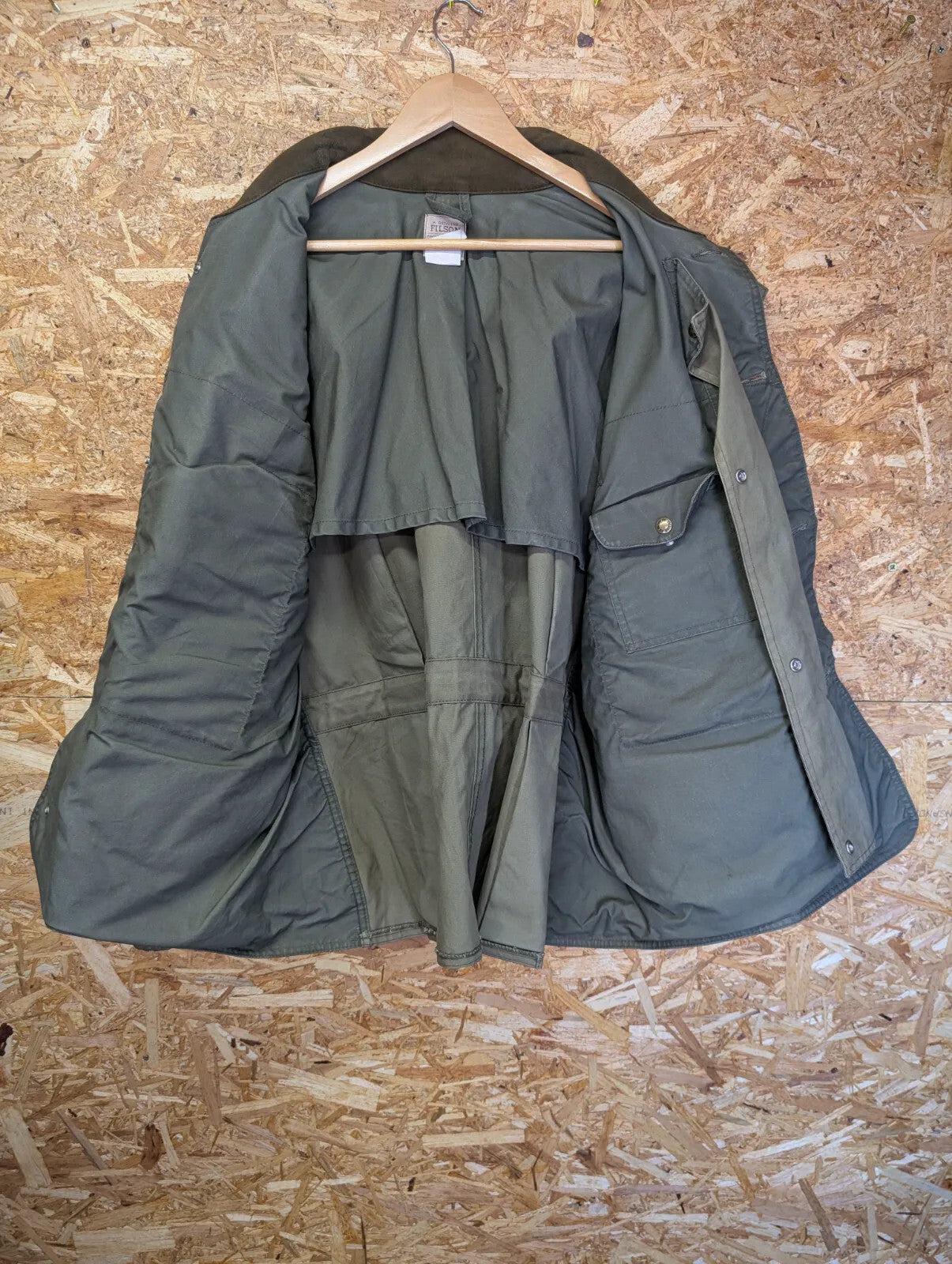 Filson Shelter Cloth Waterfowl Upland Coat Men XXL Khaki Green USA Style 435