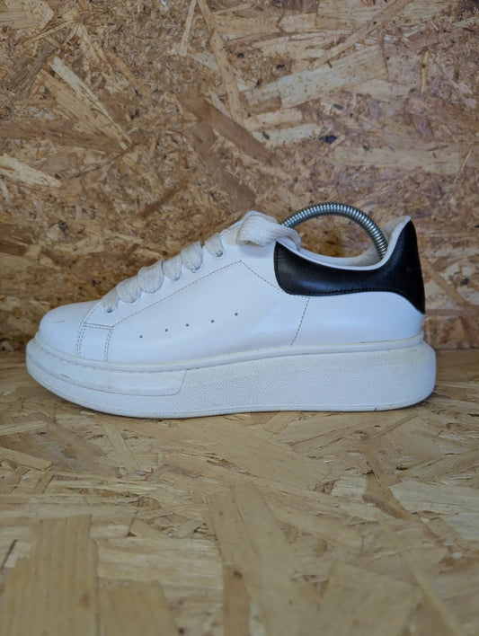 Alexander McQueen Oversized Trainers Womens UK 8 White Black Leather Wedge