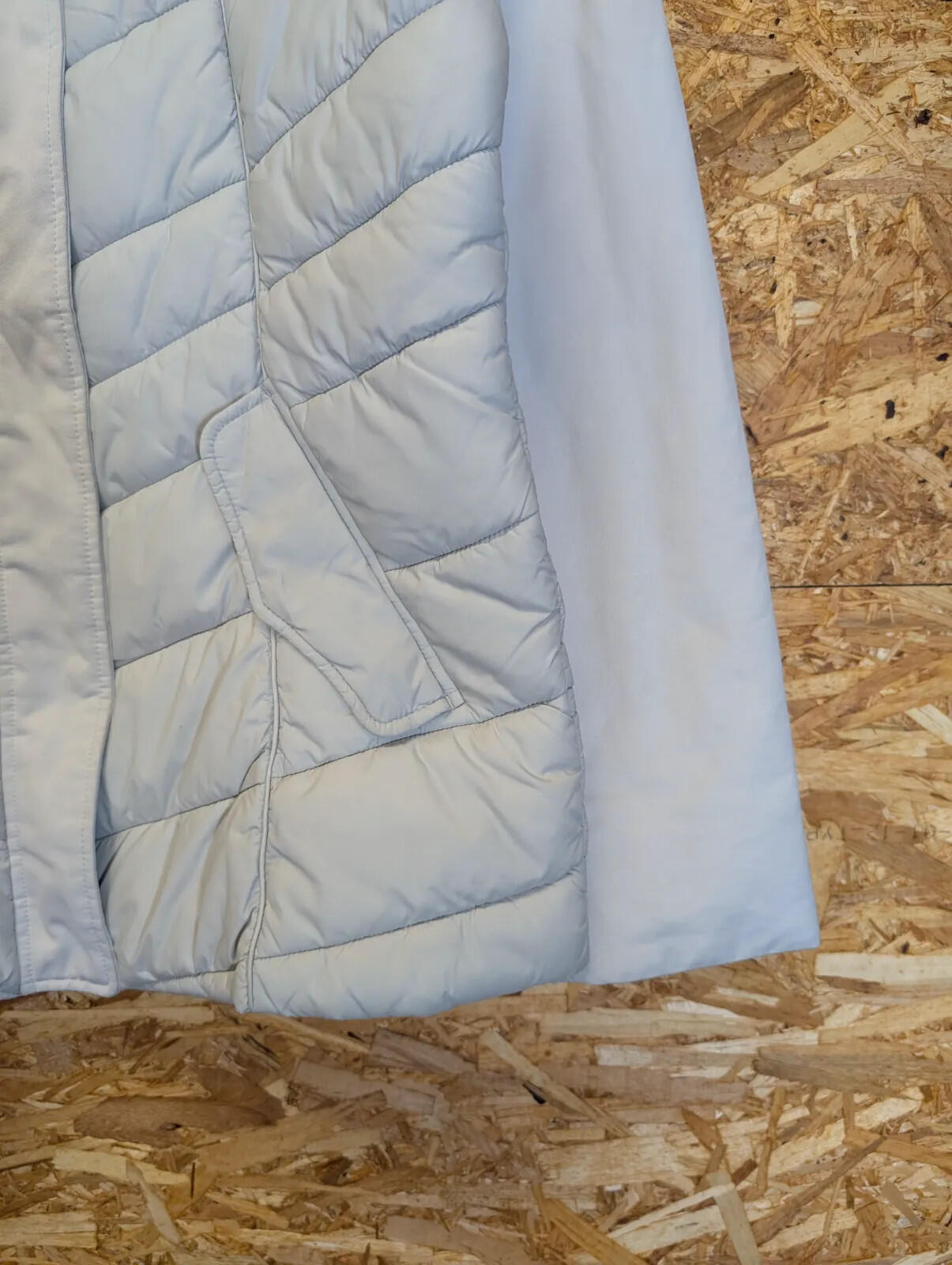Barbour Hayle Quilt Jacket Womens UK 14 Light Cream Grey Puffer Fibre Down