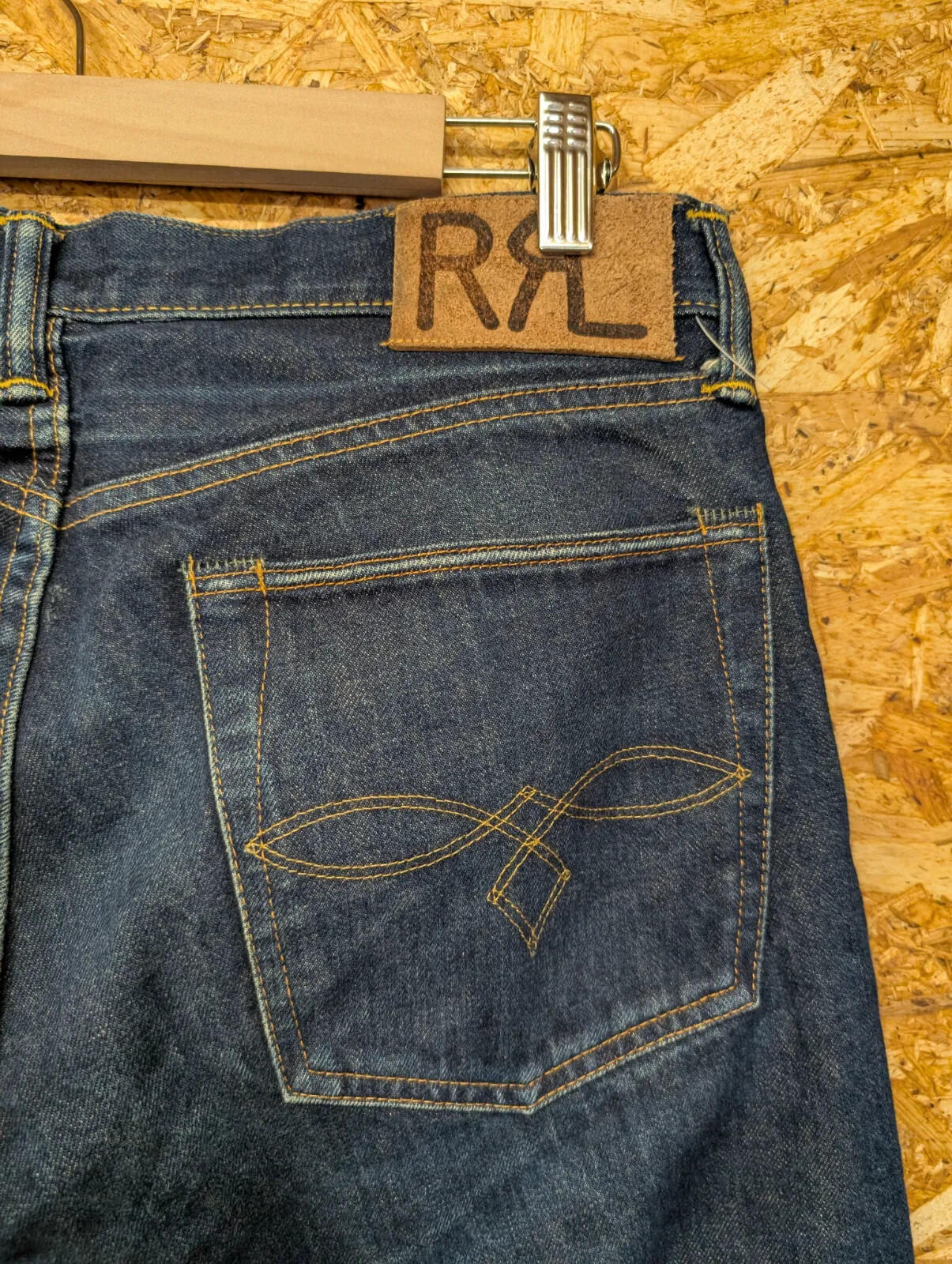 RRL Selvedge Jeans Mens W32 L32 Navy Blue Wash Denim Button Fly Straight Leg