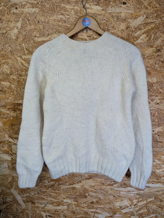 Filson Knit Crew Neck Jumper Mens Small Cream White Scotland Wool Pullover L/S