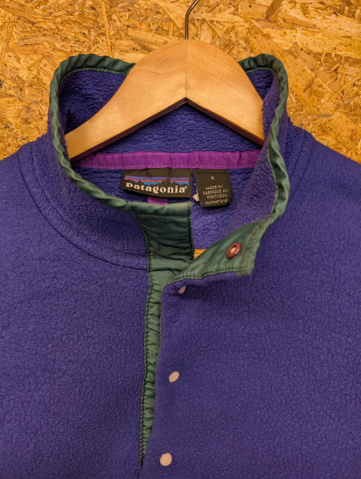 Vintage Patagonia Fleece Pullover Small Purple Blue 90s Snap-T Hiking Walking
