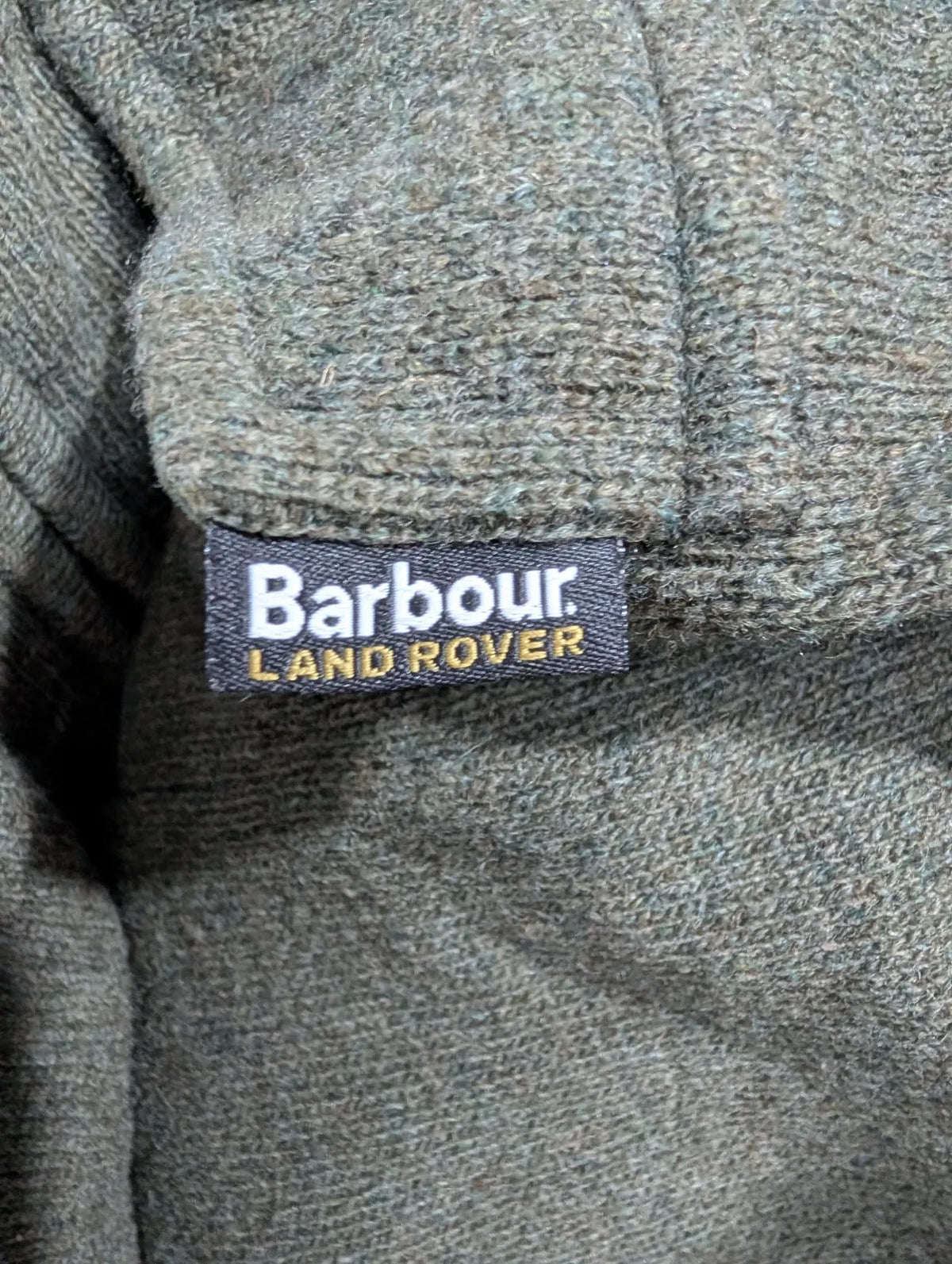 Barbour Land Rover Zip Padded Cardigan Mens Large Olive Green Wool Knit Jumper