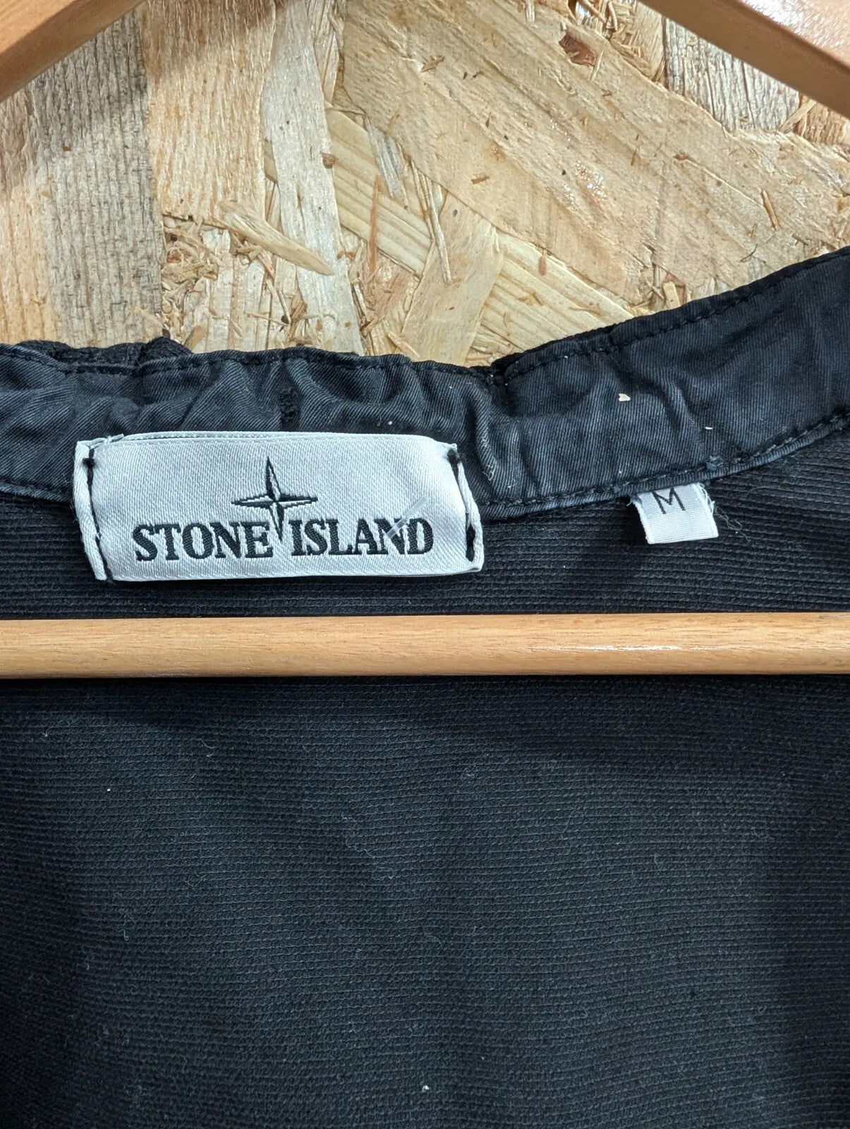 Stone Island Multi Pocket Thick Cotton Hooded Overshirt Mens Medium Black Canvas