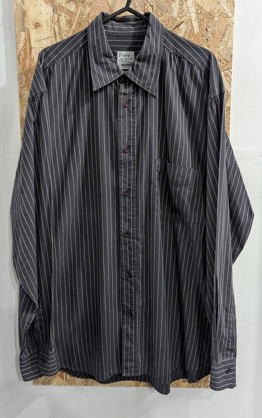 Moschino Shirt Mens XL Cheap & Chic Striped Long Sleeve Y2K Retro Black Cotton