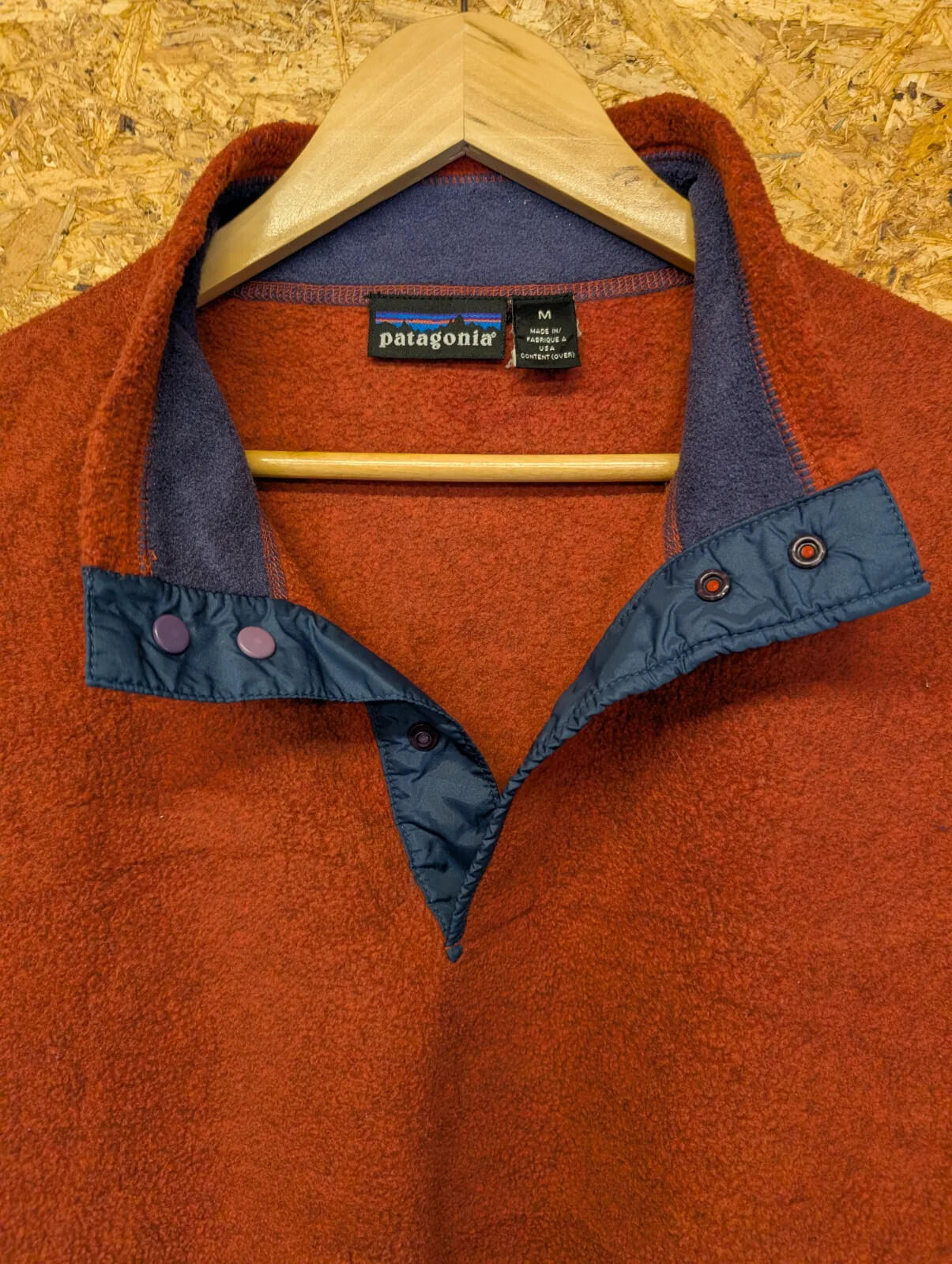 Vintage Patagonia Fleece Mens Medium Synchilla Pullover Orange Sweater USA Made