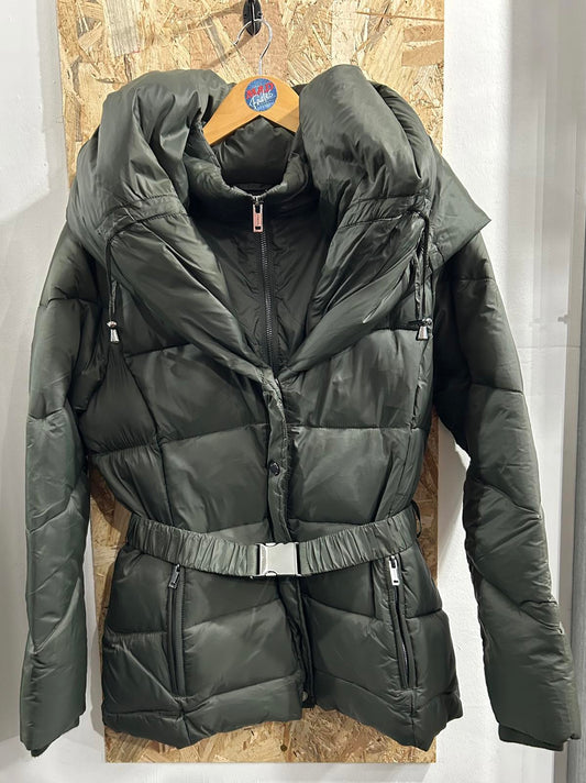 Monsoon Laurel Coat Women Medium 10-12 Forest Green Quilted Puffer Hooded Jacket