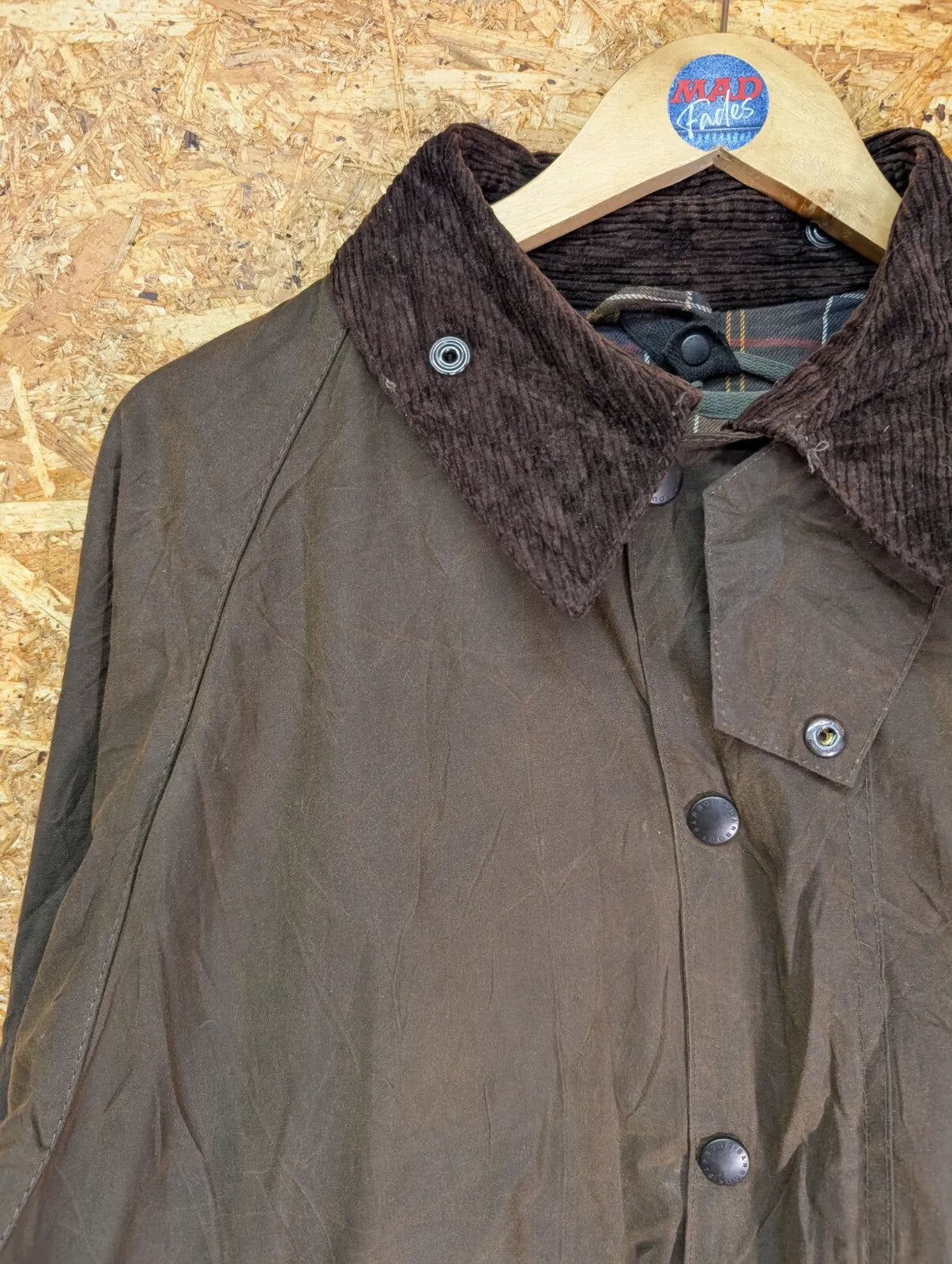 Barbour Classic Beaufort Jacket Men C42 Large Brown Green Cord Collar Liner Vest